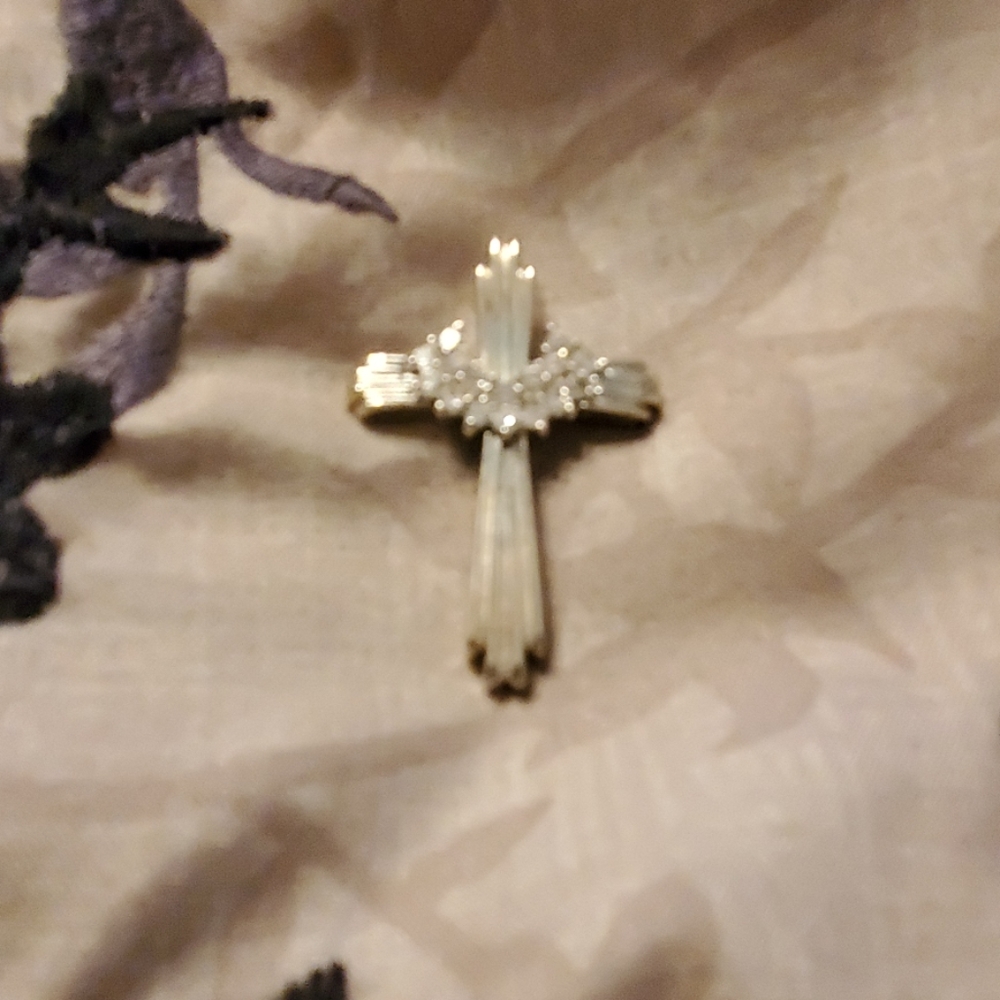 Gold & cz diamond cross pendant